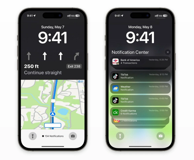 东营苹果维修服务分享iOS17锁屏地图导航半屏显示长什么样 